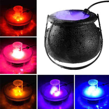 Load image into Gallery viewer, Halloween Witch Pot Smoke Machine Fog Maker Water Fountain Fogger Color Changing Mist Machine Party Prop Halloween Decoration