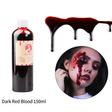 Load image into Gallery viewer, 30/50/150ml Fake Blood Prop Halloween Decoration Horror Cosplay Cosmetics Artificial Plasma Party Supplies Pranks DIY Halloween Supplies