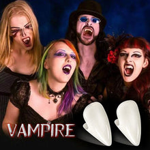 Load image into Gallery viewer, 1Pair Vampire Teeth Zombie Fangs DIY Cosplay Props DIY Solid Denture Adhesive Solid Glue False Teeth Resin Fangs for Masquerade Decoration