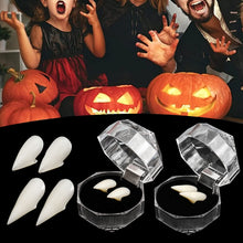 Load image into Gallery viewer, 1Pair Vampire Teeth Zombie Fangs DIY Cosplay Props DIY Solid Denture Adhesive Solid Glue False Teeth Resin Fangs for Masquerade Decoration