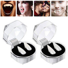 Load image into Gallery viewer, 1Pair Vampire Teeth Zombie Fangs DIY Cosplay Props DIY Solid Denture Adhesive Solid Glue False Teeth Resin Fangs for Masquerade Decoration