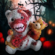 Load image into Gallery viewer, Resin Halloween Bear Plush Horror Bear Ornament Halloween Bloody Bear Halloween Party Home Garden Decoration