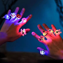 Load image into Gallery viewer, 5Pcs/10Pcs LED Light Halloween Ring Glowing Pumpkin Ghost Skull Rings Kids Gift Halloween Party Decoration for Home Horror Props Supplies