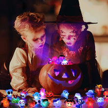 Load image into Gallery viewer, 5Pcs/10Pcs LED Light Halloween Ring Glowing Pumpkin Ghost Skull Rings Kids Gift Halloween Party Decoration for Home Horror Props Supplies