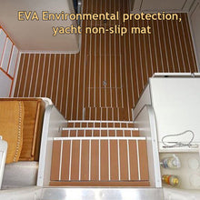 Load image into Gallery viewer, 2.4M Self-Adhesive EVA Foam Boat Marine Flooring Faux Teak Decking Sheet Striped Yacht Mat Decking Boat EVA Foam Floor Mat