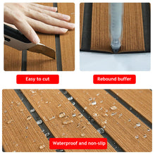 Load image into Gallery viewer, 2.4M Self-Adhesive EVA Foam Boat Marine Flooring Faux Teak Decking Sheet Striped Yacht Mat Decking Boat EVA Foam Floor Mat