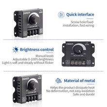 Load image into Gallery viewer, DC12V-24V 30A LED Dimmer Switch 360W Voltage Adjustable Regulator Controller For LED Strip Light Lamp Dimming Dimmers