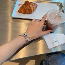 Load image into Gallery viewer, Checkerboard Necklace Bracelet Versatile Alloy Heart-shaped Pendant Bracelet Necklace Clavicular Chain Hand Jewelry