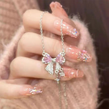 Load image into Gallery viewer, Pink Zircon Bowknot Necklace Simple Temperamental Alloy Necklace Clavicle Chain Women Jewelry Accessory