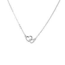 Load image into Gallery viewer, Double Heart-shaped Interlocking Necklace Diamond Heart Pendant Alloy Necklace Clavicle Chain Exquisite Jewelry for Women