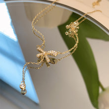 Load image into Gallery viewer, Diamond Bowknot Necklace Niche Versatile Alloy Bowknot Tassel Necklace Clavicle Chain Women Jewelry Accessory