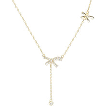 Load image into Gallery viewer, Diamond Bowknot Necklace Niche Versatile Alloy Bowknot Tassel Necklace Clavicle Chain Women Jewelry Accessory