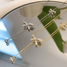 Load image into Gallery viewer, Diamond Bowknot Necklace Niche Versatile Alloy Bowknot Tassel Necklace Clavicle Chain Women Jewelry Accessory