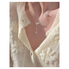 Load image into Gallery viewer, Diamond Bowknot Necklace Niche Versatile Alloy Bowknot Tassel Necklace Clavicle Chain Women Jewelry Accessory