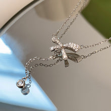 Load image into Gallery viewer, Diamond Bowknot Necklace Niche Versatile Alloy Bowknot Tassel Necklace Clavicle Chain Women Jewelry Accessory