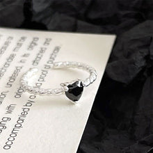 Load image into Gallery viewer, Black Zircon Heart Shaped Ring Fashionable Personalized Opening Adjustable Alloy Ring Jewelry Accessory