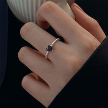 Load image into Gallery viewer, Black Zircon Heart Shaped Ring Fashionable Personalized Opening Adjustable Alloy Ring Jewelry Accessory