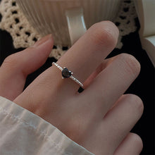Load image into Gallery viewer, Black Zircon Heart Shaped Ring Fashionable Personalized Opening Adjustable Alloy Ring Jewelry Accessory