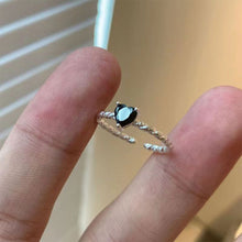 Load image into Gallery viewer, Black Zircon Heart Shaped Ring Fashionable Personalized Opening Adjustable Alloy Ring Jewelry Accessory