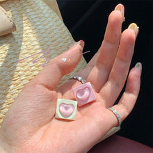 Load image into Gallery viewer, Asymmetric Square Heart Earrings Simple Versatile Alloy Earrings Ear Studs Women Jewelry Accessories