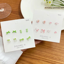 Load image into Gallery viewer, 4pairs/set Simple Resin Earrings Candy Colored Small Daily Geometric Earrings Ear Studs Women Jewelry Accessories