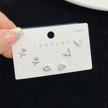 Load image into Gallery viewer, 3pairs/set Simple Silver Earrings Flower Star Animal Earrings Versatile Alloy Earrings Ear Studs Women Jewelry