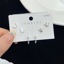 Load image into Gallery viewer, 3pairs/set Simple Silver Earrings Flower Star Animal Earrings Versatile Alloy Earrings Ear Studs Women Jewelry