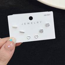 Load image into Gallery viewer, 3pairs/set Simple Silver Earrings Flower Star Animal Earrings Versatile Alloy Earrings Ear Studs Women Jewelry