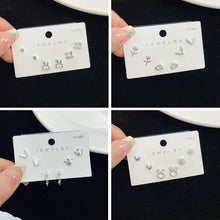 Load image into Gallery viewer, 3pairs/set Simple Silver Earrings Flower Star Animal Earrings Versatile Alloy Earrings Ear Studs Women Jewelry