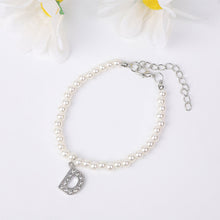 Load image into Gallery viewer, Fashionable Simple Pearl Bracelet Letter Pendant Pearl Beaded Bracelet Women Hand Jewelry Accessory