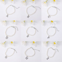 Load image into Gallery viewer, Fashionable Simple Pearl Bracelet Letter Pendant Pearl Beaded Bracelet Women Hand Jewelry Accessory