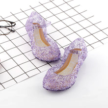 Load image into Gallery viewer, Girls Princess Shoes PVC High Heels Glass Shoes Solid Color Hollow Flowers Festival Party Dance Shoes Summer Jelly Sandals