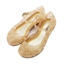 Load image into Gallery viewer, Girls Princess Shoes PVC High Heels Glass Shoes Solid Color Hollow Flowers Festival Party Dance Shoes Summer Jelly Sandals