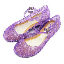 Load image into Gallery viewer, Girls Princess Shoes PVC High Heels Glass Shoes Solid Color Hollow Flowers Festival Party Dance Shoes Summer Jelly Sandals