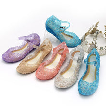 Load image into Gallery viewer, Girls Princess Shoes PVC High Heels Glass Shoes Solid Color Hollow Flowers Festival Party Dance Shoes Summer Jelly Sandals