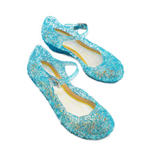 Load image into Gallery viewer, Girls Princess Shoes PVC High Heels Glass Shoes Solid Color Hollow Flowers Festival Party Dance Shoes Summer Jelly Sandals