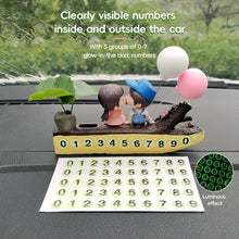 Load image into Gallery viewer, Car Dashboard Couple Ornament with Trunk Luminous Parking Card Phone Number Plate Doll Balloon Decoration Auto Interior Accessories
