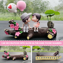 Load image into Gallery viewer, Car Dashboard Couple Ornament with Trunk Luminous Parking Card Phone Number Plate Doll Balloon Decoration Auto Interior Accessories