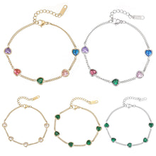 Load image into Gallery viewer, Fashion Mini Heart-shaped Colored Zircon Bracelet Love Heart Gold Silver Bracelet Summer Versatile Women Jewelry