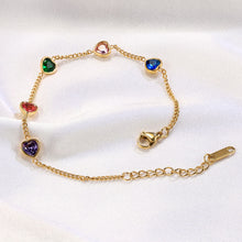 Load image into Gallery viewer, Fashion Mini Heart-shaped Colored Zircon Bracelet Love Heart Gold Silver Bracelet Summer Versatile Women Jewelry