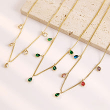 Load image into Gallery viewer, Creative Women Colorful Water Drop Zircon Pendant Simple Stainless Steel Necklace Women Jewelry Accessories