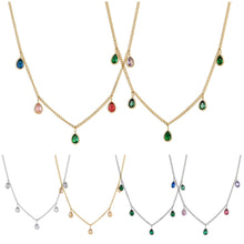 Load image into Gallery viewer, Creative Women Colorful Water Drop Zircon Pendant Simple Stainless Steel Necklace Women Jewelry Accessories