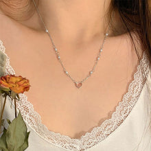 Load image into Gallery viewer, Heart Pendant Necklace Fashion Creative Pearl Chain Pink Splicing Necklace Clavicle Chain Jewelry Accessory