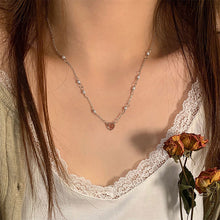 Load image into Gallery viewer, Heart Pendant Necklace Fashion Creative Pearl Chain Pink Splicing Necklace Clavicle Chain Jewelry Accessory