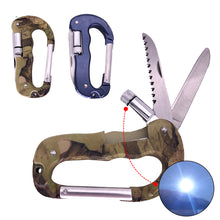 Load image into Gallery viewer, Outdoor 5-IN-1 EDC Quick Mount Mountaineering Buckle Multi-Function Knife Serrated LED Lighting Tactical Camo Camping Tool