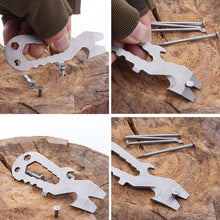 Load image into Gallery viewer, Outdoor Camping Multifunction Tool Card Stainless Steel Universal Wilderness Survival Knife Card Portable Rope Cutter Wrench Screwdriver