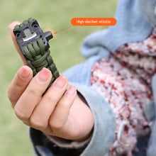 Load image into Gallery viewer, Multi-function Emergency Survival Parachute Cord Magnesium Flintstones Bracelet Outdoor Scraper Whistle Buckle Paracord Emergency Kit EDC Tools