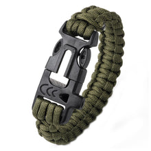 Load image into Gallery viewer, Multi-function Emergency Survival Parachute Cord Magnesium Flintstones Bracelet Outdoor Scraper Whistle Buckle Paracord Emergency Kit EDC Tools
