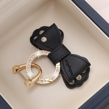 Load image into Gallery viewer, Metal Ring Car Keyring Gold Rhinestone Leather Bow Cute Keychain Accessories for Women Girls Motos Moto Car Key Holder