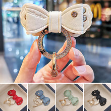 Load image into Gallery viewer, Metal Ring Car Keyring Gold Rhinestone Leather Bow Cute Keychain Accessories for Women Girls Motos Moto Car Key Holder